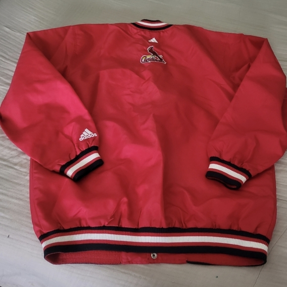 Adidas St Louis Cardinals Nylon Button Jacket Boys 18/20 XL Red Bomber 062025 - Picture 2 of 9
